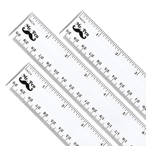 Mr. Pen- Ruler, Rulers 12 inch, Pack of 3, Clear Ruler, Plastic Ruler, Drafting Tools, Rulers for Kids, Measuring Tools, Ruler Set, Ruler inches and Mr. Pen