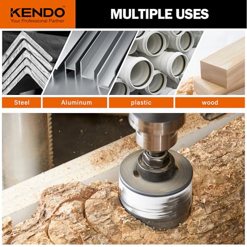 KENDO 5PCS Countersink Drill Bit Set, High Speed Steel Countersink Bits, 82 Degree 5 Flute Pieces, 1/4 Inch Hex Shank, Fit for Sink Holes into Kendo