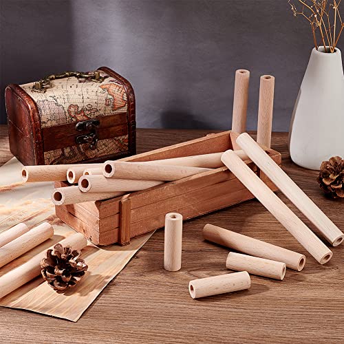 OLYCRAFT 38pcs Hollow Wooden Rods 5/10/15/20cm Beech Wooden Dowel Rods Unfinished Natural Wood Craft Dowel Rods Hardwood Sticks for DIY Projects OLYCRAFT