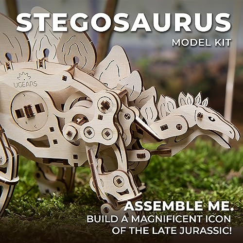 UGEARS Stegosaurus Dinosaur Wooden Model Kits - 3D Dinosaur Puzzle for Adults - Wooden Dinosaur Kit with Lifelike Mechanics - Model Kits for Adults UGEARS