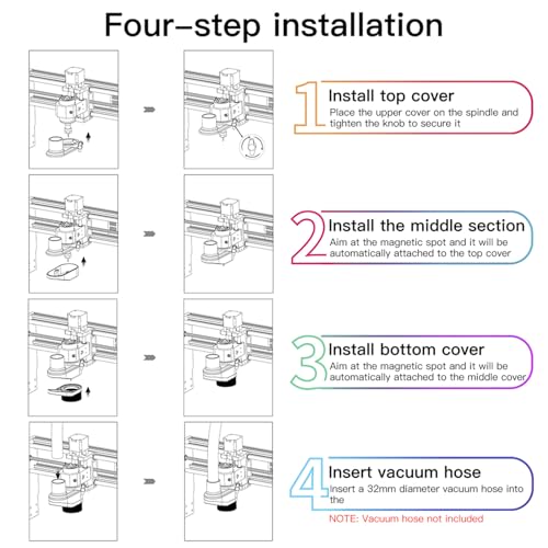 CNC ABS Dust Shoe for CNC Machines, 52mm Diameter Motor, fits Most 300W-500W Spindle Motors, Engraving Machine Accessories for CNC Engraver Milling CAMXTOOL