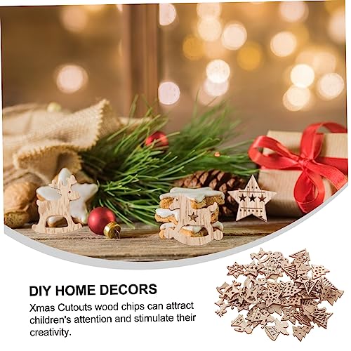 Anneome 54pcs Christmas Wood Chips Wooden Ornaments Christmas Decorations Kids Wooden Toys Kidcraft Playset Unfinished Xmas Cutouts Wooden Snowflake Anneome