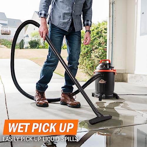 Armor All VO405P 0901 4 Gallon Wet/Dry Vac 2.0 Peak HP Shop Vacuum with Nozzles & Brush,Black/Orange Armor All