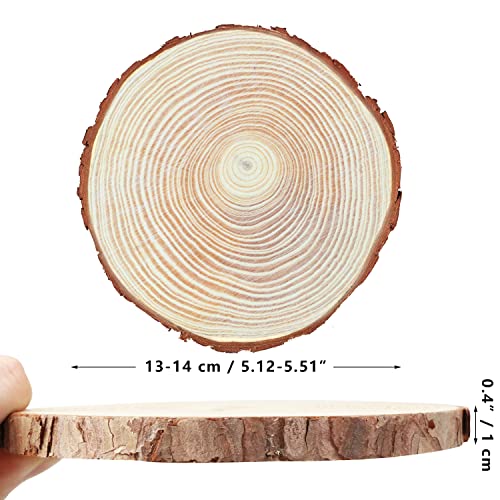 FSWCCK 17 PCS Unfinished Wood Slices for centerpieces 5.1-5.5 Inch,Round Wooden Discs with Tree Bark,Wood Cookies Circles for Crafts Christmas FSWCCK