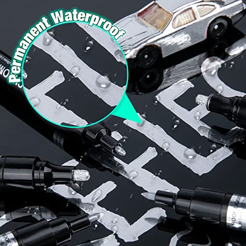 5 Chrome Paint Pen - Mirror Chrome Marker for Plastic Model Metal Repair Kit Tire DIY, Liquid Chrome Pen, Metallic Silver Permanent Marker DAPAWIN