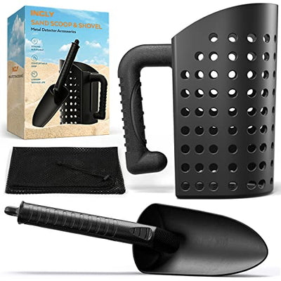 INCLY Sand Scoop & Shovel, Detecting Accessories for Kid & Adult Metal Detector, Sand Sifter Treasure Hunting & Digging Tool at The Beach & More,