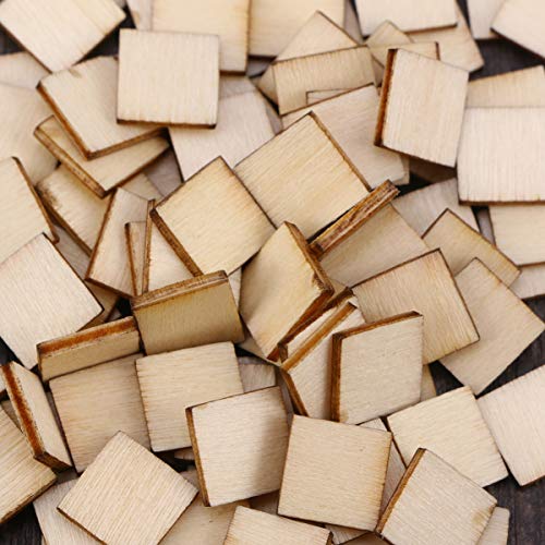 Artibetter Decorative Labels 200pcs Unfinished Blank Wood Square Discs Wood Cutout for DIY Craft Rustic Wedding Decorations 25mm Homemade Ornaments ARTIBETTER