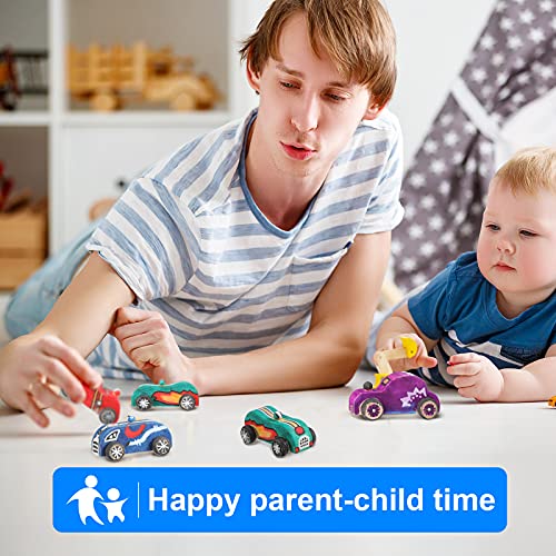 Zhanmai 6 Pieces Unfinished Wooden Cars DIY Wooden Race Car Wood Car Toys Paintable Wood Toys Crafts for Students Home Activities Craft Projects Easy Zhanmai