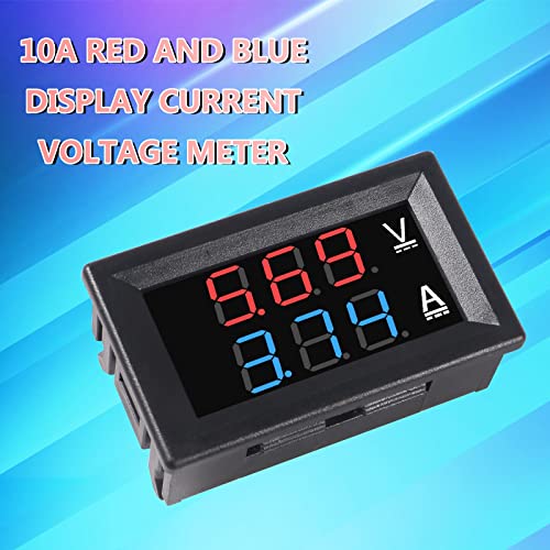 Alinan 6pcs Digital Voltmeter Ammeter DC 100V 10A Amp Voltage Current Volt Amp Meter Tester 3 Bits Dual LED Display Panel(Red-Blue) Amp Volt Alinan