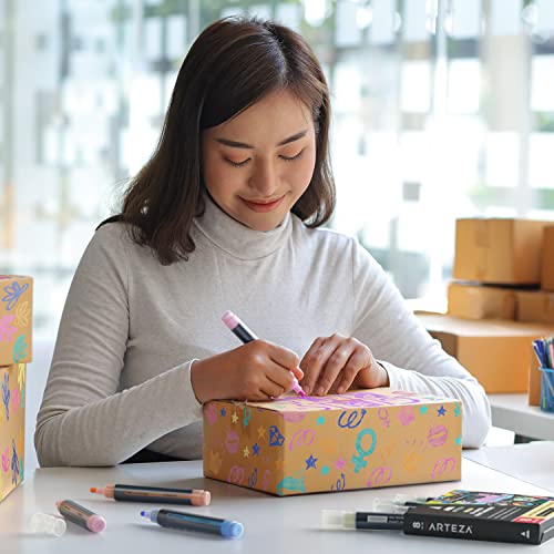 ARTEZA Pastel Oil-Based Markers, 8-Pack, 2.5 mm Line, Large Barrel, Quick-Drying Permanent Marker Pens with Bullet Nib, Craft and Art Supplies for ARTEZA