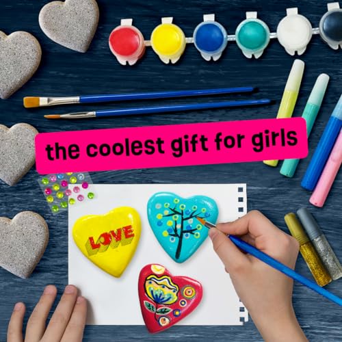 Hearts Rock Painting Kit for Kids - Glow in The Dark - Arts and Crafts for Girls Ages 4-8 and Up – Creative Girl Art Toys Kids Craft Kits – Birthday THE SCHOLAR ANT