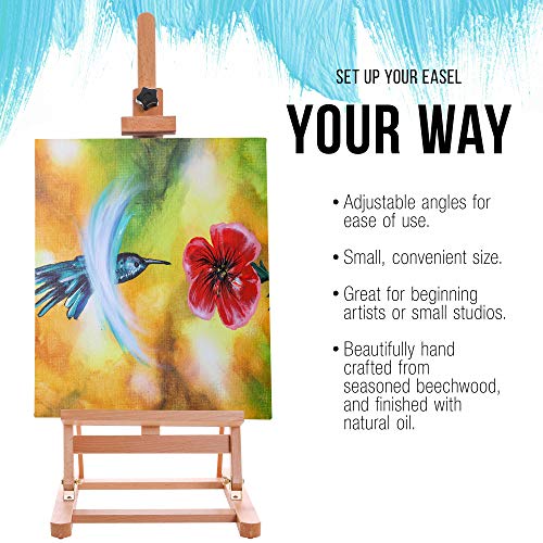 U.S. Art Supply Medium Tabletop Wooden H-Frame Studio Easel - Artists Adjustable Beechwood Painting and Display Easel, Holds Up To 27" Canvas, US Art Supply