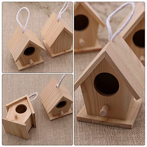 ARTIBETTER 5pcs Finch Breeding for of Home Decor Party to Imitation Paintable Handmade Tiny Easter Country Wooden Mini Throstle Outdoors Nest Pendant ARTIBETTER