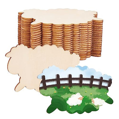 OLYCRAFT 20pcs Unfinished Wood Sheep Blank Wood Slices 3.5 Inch Sheep Wooden Pieces Unfinished Blank Slices Natural Wood Cutouts for DIY Project