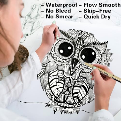 Micro Fineliner Drawing Art Pens: 16 Black Fine Line Waterproof Ink Set Artist Supplies Archival Inking Markers Liner Professional Sketch Outline KOUSICOO