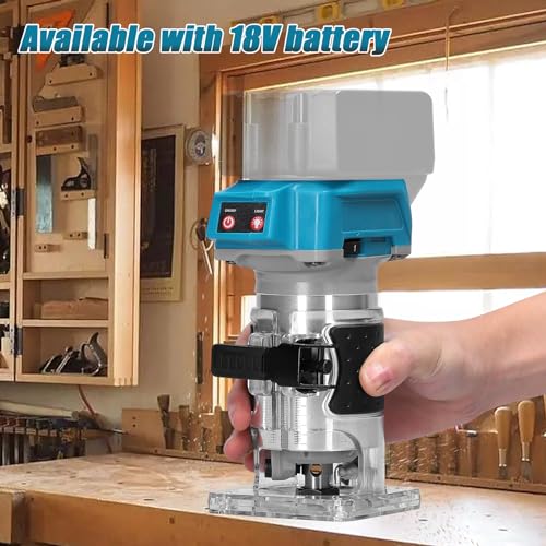 Cordless Compact Router, Weytoll 18V 18000RPM Brushless Trim Router, Wood Trimmer Router, 6.35mm Trim Diameter Cordless Palm Router Suitable for Weytoll