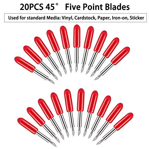 Youngneer 40PCS Cricut Blade for Explore Air 2 Air Maker Expression 20 PCS 45° Five Point + 10 PCS 30° Shallow Cut + 10 PCS 60° Deep Cut Vinyl Fabric Elefama