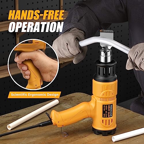 SEEKONE Heat Gun 1800W Hot Air Gun Variable Temperature Control for 2-Temp Settings 122℉~1202℉(50℃- 650℃) with 4 Nozzels for Crafts, Vinyl Wrap, SEEKONE