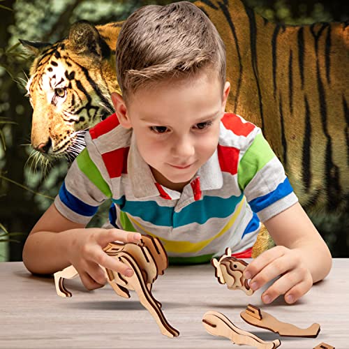 calary 3D Wooden Puzzle Simulation Animal Dinosaur Assembly DIY Model Toy for Kids and Adults,Set of 6 calary