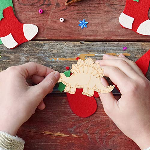 ABOOFAN 10 Pcs DIY Dinosaur Coloring Unfinished Dinosaur Toys Dinosaur Wood Slices Hollow Wood Animals Unfinished Wood Discs Dinosaur Craft Slices ABOOFAN