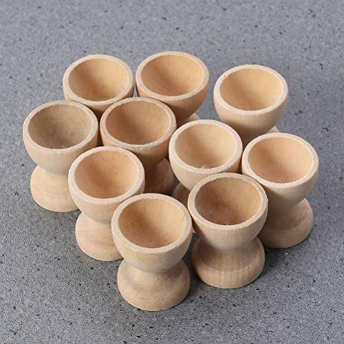 Toyvian 12PCS Wooden Egg Cup Holder Stands DIY Blank Unfinished Wooden Egg Displays for DIY Easter Decoration Toyvian