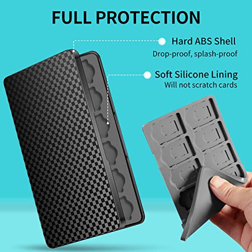 Switch Game Case Holder with 24 Cartridge Slots and 24 Micro SD Card Storage, Slim Portable Game Organizer Traveler Gift Accessories with Magnetic MOSAHOLL