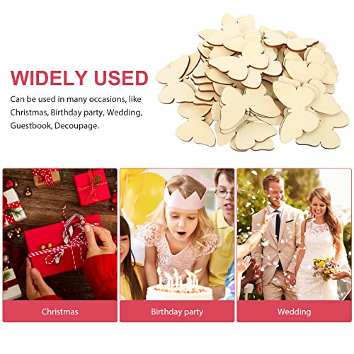 TINKSKY 50pcs Wooden Butterfly Shapes Craft Blank, Natural Unfinished Cutout Shape Wooden Butterfly, Christmas, Wedding, Guestbook, Decoupage Family TINKSKY