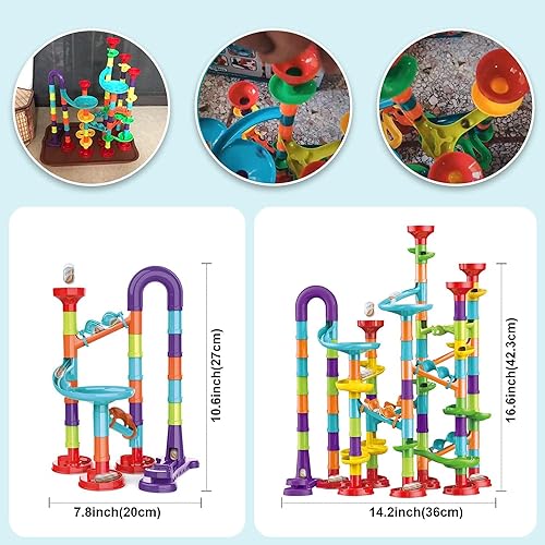 Toys for Boys 4-6 - Marble Runs 3D Maze Game DIY Educational Toys for Kids 5-7 Birthday Gift,Track Pipe Building Blocks Mini Glass Marbles for Kipawa