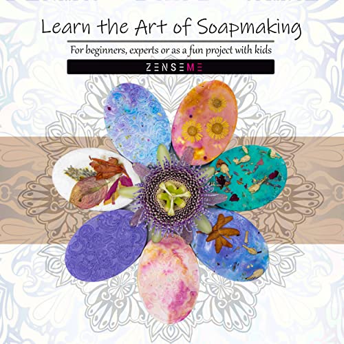 Soap Making Kit for Adults, Make Your Own Soap with Melt and Pour diy Natural Soap supplies; 6 Essential Oils, Silicone Soap Mold, Spoon, Dried ZenseMe