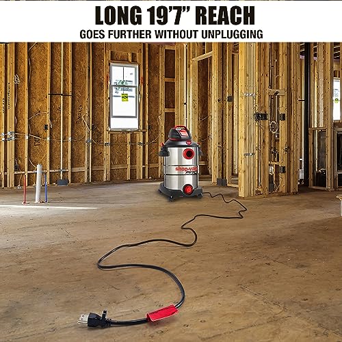 Shop-Vac 12 Gallon 6.0 Peak HP Wet/Dry Vacuum, Stainless Steel Tank, 3 in 1 Function Portable Shop Vacuum with Attachments, Drain Port, Ideal for Shop-Vac