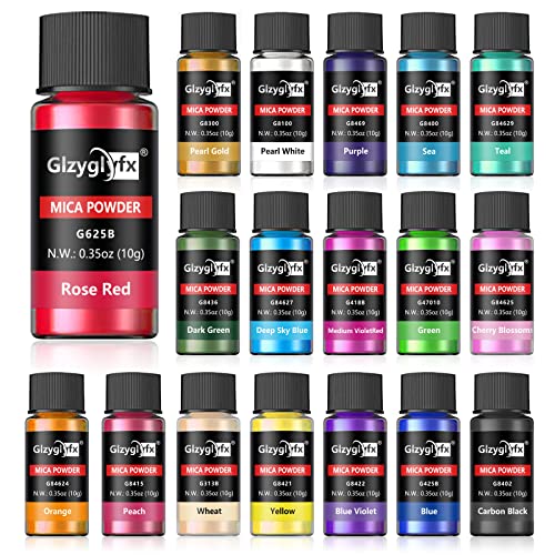 Epoxy Resin Dye-Mica Powder-18 Natural Powder Pigments-Soap Dye-Hand Soap Making Supplies-Eyeshadow and Lips Makeup Dye -Slime Pigment-Bath Bomb Glzyglyfx