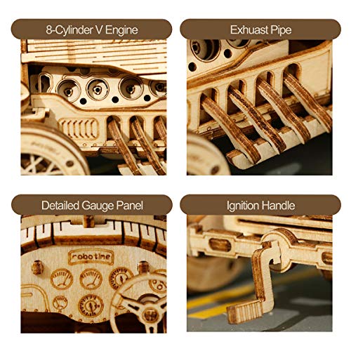 ROKR Grand Prix Car 3D Wooden Puzzle - Mechanical Model Kit for Adults and Creative Gift ROKR