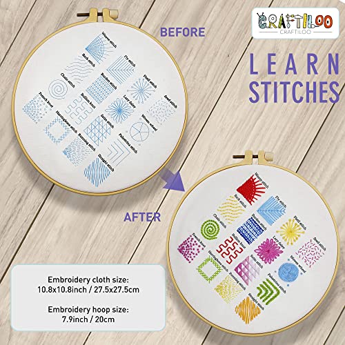 Learn 30 Stitches Cat Embroidery kit for Beginners . Beginner embroidery kit with Stamped Embroidery Patterns. Embroidery Kits. Embroidery Starter CRAFTILOO