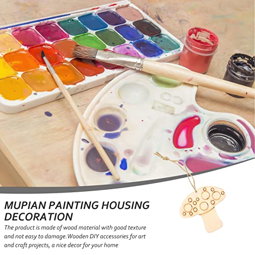 FOMIYES Crafts 50 Sets of Wooden Mushroom Cutouts Unfinished Wood Shapes Slices Blank Wood Embellishments with Rope for DIY Projects Home Decor FOMIYES