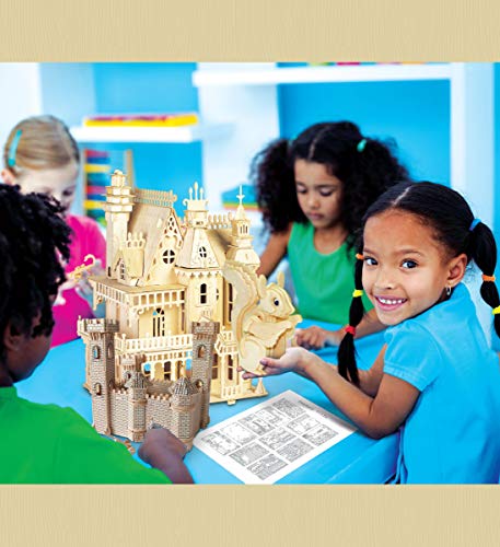 Puzzled 3D Puzzle Castle Set Wood Craft Construction Model Kit, Fun & Educational DIY Wooden Toy Assemble Model Unfinished Crafting Hobby Puzzle to Puzzled