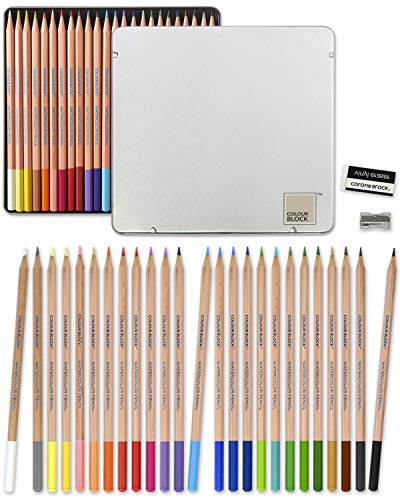 COLOUR BLOCK Watercolor Pencil Set 24PC with Premium Cedar Handle I Ideal pencil kit for Drawing, Sketching, Coloring and Painting COLOUR BLOCK