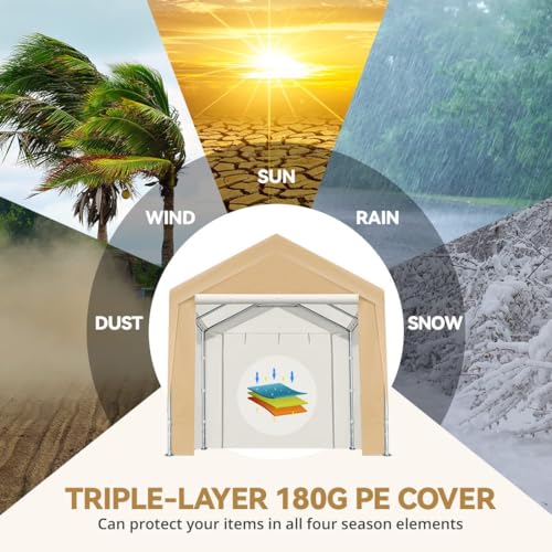 ADVANCE OUTDOOR 10x20 ft Heavy Duty Steel Carport with Adjustable Height from 9.5 to 11 ft, Car Canopy Garage Party Tent Storage Shed Boat Shelter ADVANCE OUTDOOR