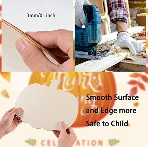 24 Pieces Large Wooden Pumpkin Cutouts 11 Inches Unfinished Wood Craft Cutout Blank Pumpkin Shape Cutout for Halloween Fall Thanksgiving Party DIY MixTeach