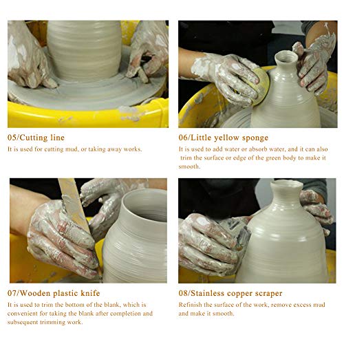 8 Pieces Wooden Pottery Sculpting Clay Cleaning Tool Set, Includes Clay Cutting, Modeling, Trimming Tools, for Beginner Level Pottery and Smoothing, Zlulary