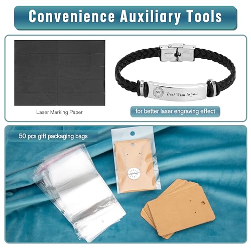 Csyidio 105 PCS Laser Engraving Materials, Jewelry Making Engraving Accessories for All Laser Engravers with Instructions, 45 PCS Stainless Steel Csyidio