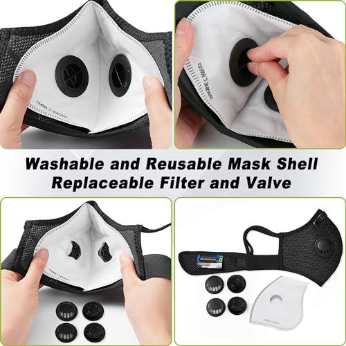 BASE CAMP M Plus Dust Mask, Breathable Reusable Face Mask with 6 Activated Carbon Filters for Woodworking Construction Mowing Grinding (Modern1) BASE CAMP