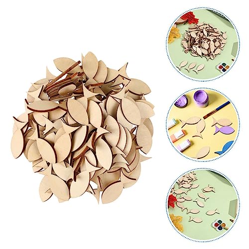 Wooden Crafts Wood Fish Cutout 50pcs Unfinished Wooden Shapes Mini Fish Shaped Slices Pieces DIY Embellishment for Summer Ocean Nautical Decoration VOSAREA