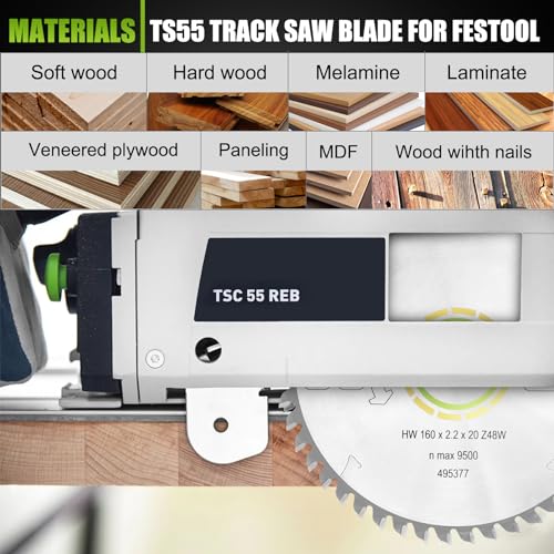 495377 Track Saw Blade for TS 55, TSC 55, TS 60, ATF 55 E, HK 55, HKC 55 festool Track Saw Plunge Cut Saw 160mm, 2.2mm, 20mm 48t ATB festool Track Jisculo