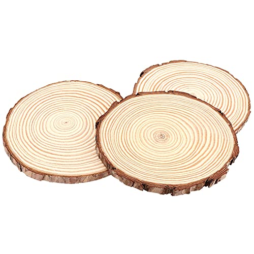 TAICHEUT 100PCS 3.5-4 Inch Natural Wood Slices, Unfinished Wood Slices Wooden Bark Slices Log Circles for Painting, Coasters, Ornaments and Craft TAICHEUT
