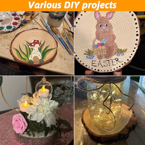 SHUESS 8 PCS 7-7.8 Inch Nature Unfinished Wood Slices, Round Wooden Circle with Tree Bark, Large Natural Pine Wood Slabs Rustic Wood Slices for DIY SHUESS