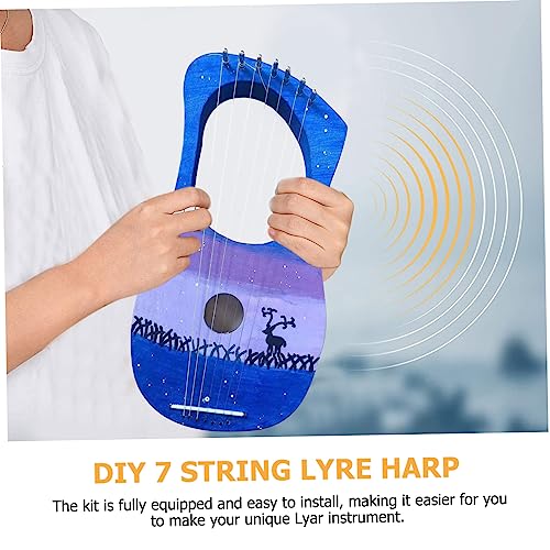 SUPVOX 1 Set DIY Wooden Piano Kids Mini Kids Musical Instruments Kids Educational Handwork Painting Lyre Harp Mahogany Lyre Harp Lyre Harp 19 Strings SUPVOX