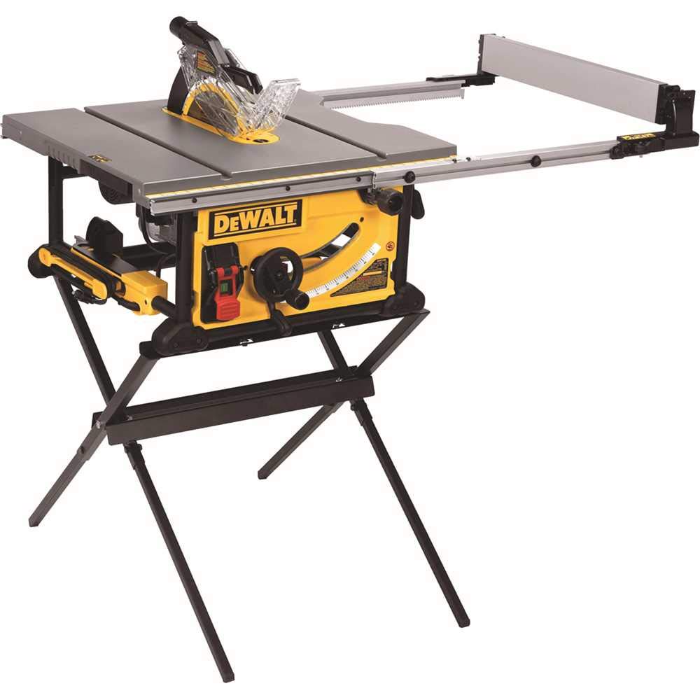 DEWALT Table Saw, 10 Inch, 15 Amp, 32 ½-Inch Rip Capacity, Dust Collector, Scissor Stand (DWE7491X) DEWALT