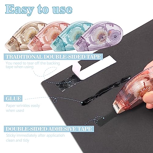 4 Pack Double Sided Tape Roller, Scrapbook Supplies, Glue Tape Roller for Crafts, Double-Sided Adhesive Tape Runner for scrapbooking, Home School HUIRUSO