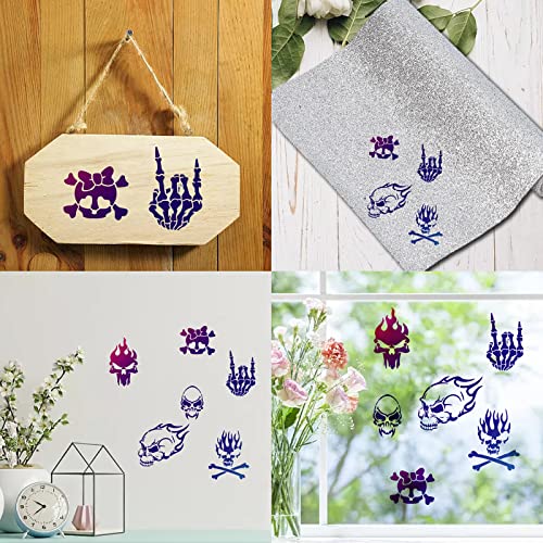 GORGECRAFT 6.3 Inch Skull Metal Stencil Stainless Steel Painting Template Journal Tool for Painting Wood Burning Pyrography and Engraving Home DIY GORGECRAFT