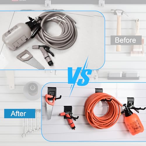 PYBTOOL 8 Inch Lockable Slatwall Hooks, Slatwall Accerrosires, Slat Wall Hanging Hooks with Lock Mechanism for Garage Storage and Professional Retail PYBTOOL